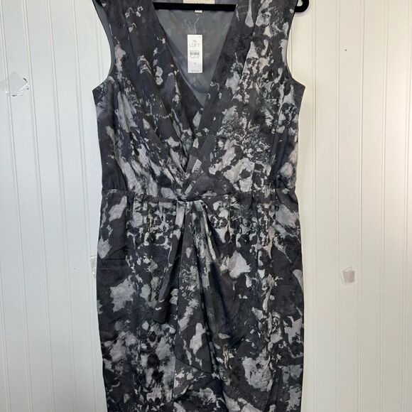 Nwt Size 16 Ann Taylor LOFT Gray Casual Fit & Flare Dress - Picture 2 of 15